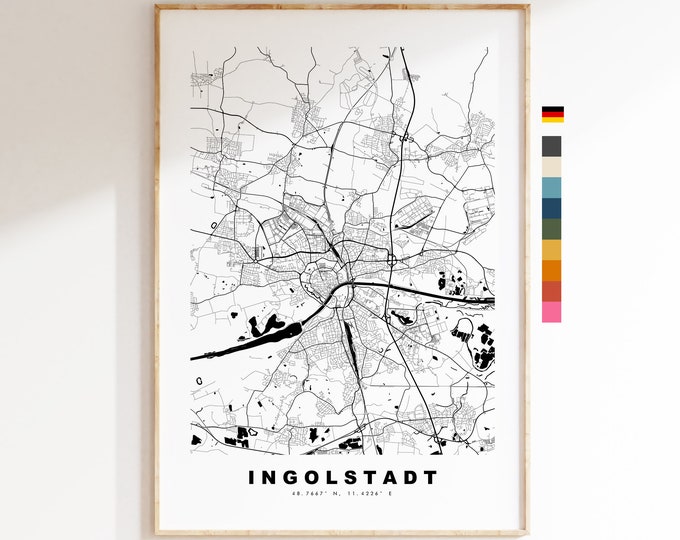 Ingolstadt Map Print - City Map Poster - Map Wall Art - Germany City Maps - Ingolstadt Print - Ingolstadt Poster - Minimalist City Map
