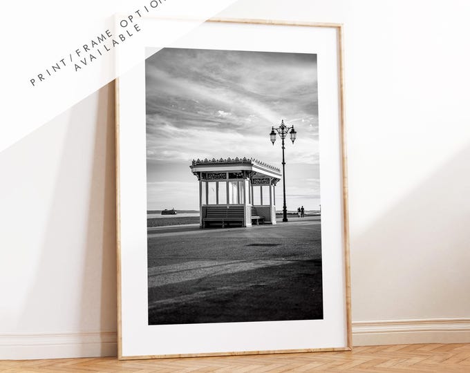 Southsea Shelters Black & White - Photography Print - Portsmouth and Southsea Prints - Wall Art -  Frame and Canvas Options - Portrait - BW