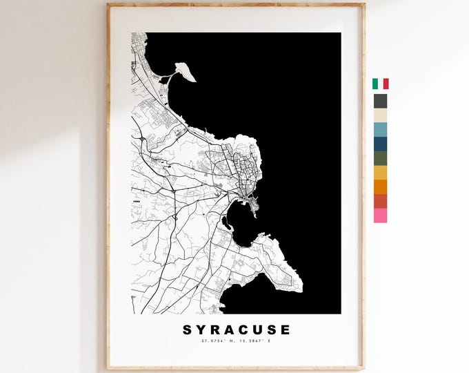 Syracuse Map Print - City Map Poster - Map Art - Map Wall Art - Italy City Maps - Syracuse Print - Syracuse Poster - Minimalist City Map