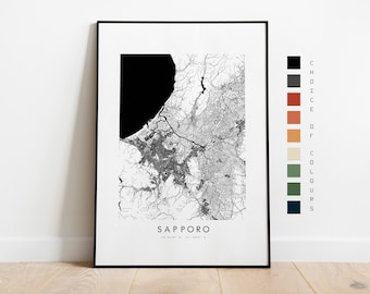 Sapporo Map Print - City Map Poster - Map Art - Map Wall Art - Japan City Map - Sapporo Print - Sapporo Poster - Wall Art - Map - Asia