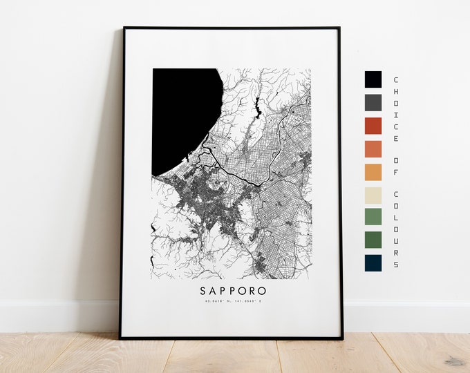 Sapporo Map Print - City Map Poster - Map Art - Map Wall Art - Japan City Map - Sapporo Print - Sapporo Poster - Wall Art - Map - Asia