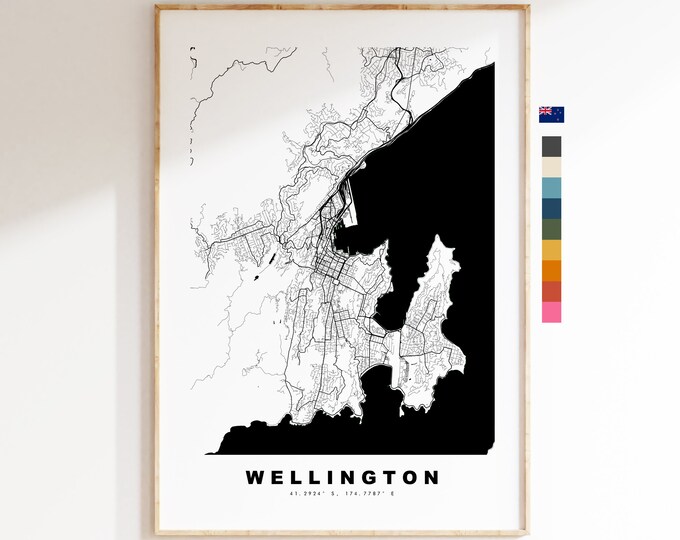 Wellington Map Print - City Map Poster - Map Wall Art - New Zealand City Maps - Wellington Print - Wellington Poster - Minimalist City Map