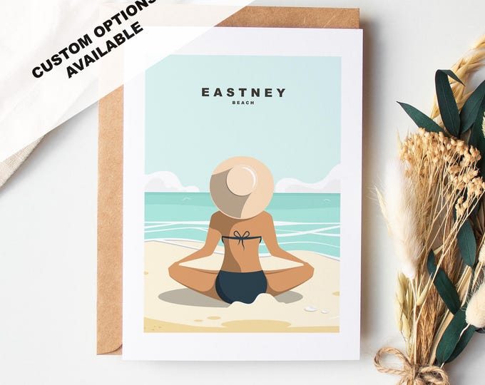 Eastney Beach Greeting Card - Portsmouth and Southsea Cards (Travel Designs) - Blank Inside or Include Message - Envelope Included