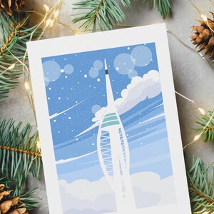 Cartão de Natal Portsmouth - Cartões Portsmouth e Southsea (Designs de Viagem) - Em branco por dentro ou incluir mensagem - Envelope incluído