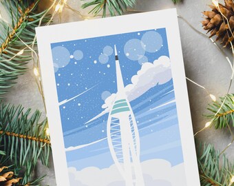 Portsmouth Christmas Card - Portsmouth and Southsea Cards (Travel Designs) - Blank Inside or Include Message - Envelope Included