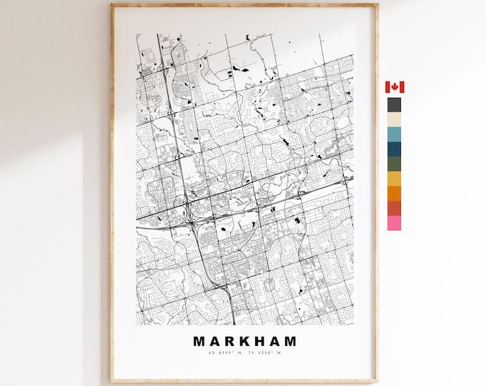 Markham Map Print - City Map Poster - Map Art - Map Wall Art - Canada City Maps - Markham Print - Markham Poster - Minimalist City Map