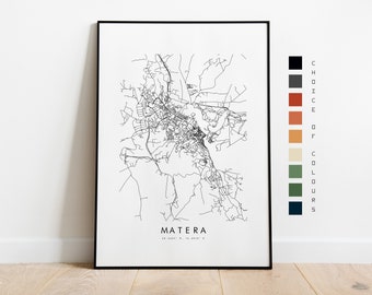 Matera Map Print - City Map Poster - Map Art - Map Wall Art - Italy City Map - Matera Print - Matera Poster - Art  - Minimalist - Europe