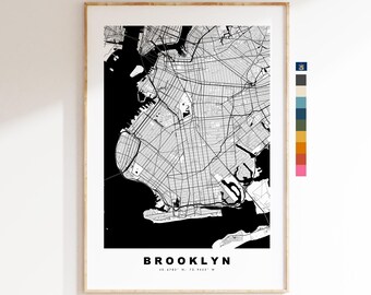 Brooklyn Map Print - City Map Poster - Map Art - USA City Maps - Brooklyn Print - Brooklyn Poster - Minimalist City Map - New York