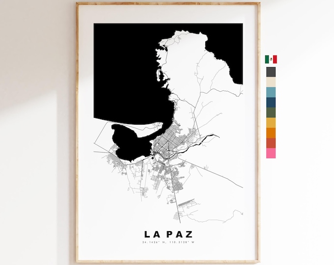 La Paz Map Print - City Map Poster - Map Art - Map Wall Art - Mexico City Maps - La Paz Print - La Paz Poster - Minimalist City Map