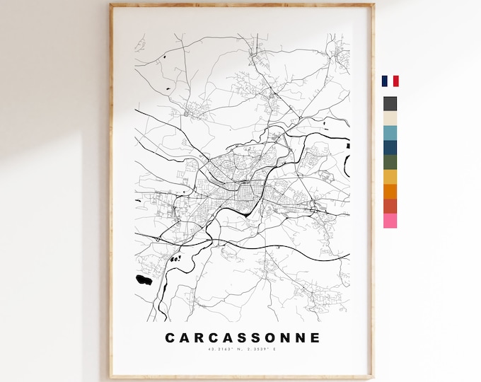 Carcassonne Map Print - City Map Poster - Map Wall Art - France City Maps - Carcassonne Print - Carcassonne Poster - Minimalist City Map