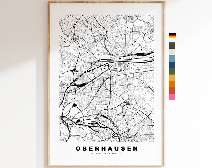 Oberhausen Map Print - City Map Poster - Map Wall Art - Germany City Maps - Oberhausen Print - Oberhausen Poster - Minimalist City Map