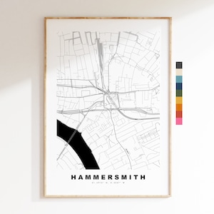 Hammerpunk Map Print - Minimalistische Stadt Karte Poster - Landkarte Kunst - London, UK - Hammerpunk Print - Poster - verschiedene Farben erhältlich