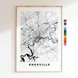 Knoxville Carte de la ville Imprimer - impression de carte - art de la carte - estampes ou impressions encadrées - États-Unis
