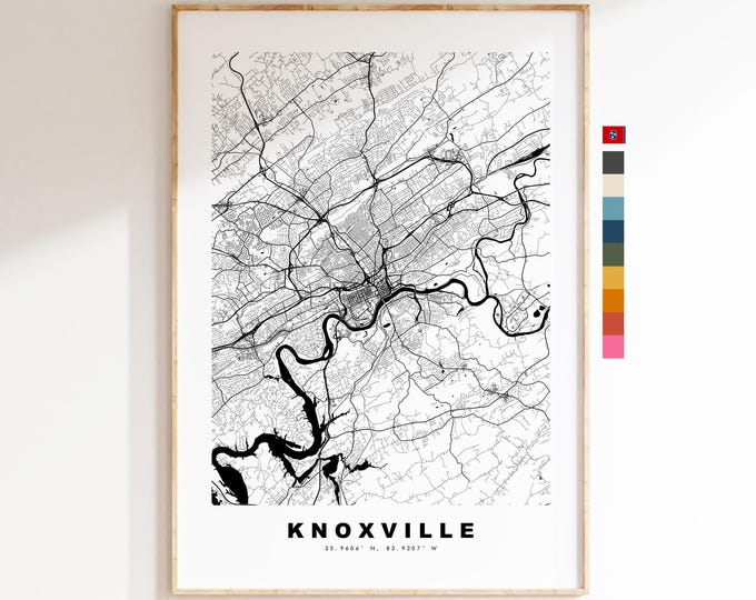 Knoxville Map Print - City Map Poster - Map Art - USA City Maps - Knoxville Print - Knoxville Poster - Minimalist City Map - Tennessee