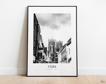York City Poster Print - Black and White Minimalist City Print - Coordinates - York Poster - York Art Print - York Print - Gift - UK