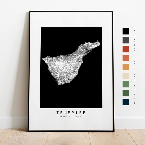 Tenerife Map Print - Canary Islands Map Poster - Map Art - Map Wall Art - Tenerife City Map - Print - Poster - Wall Art - Map - Gift
