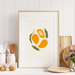 Mango Print - Kitchen Wall Art - Mango Poster - Mango Wall Art - Mango Print - Food Posters - Fruit Illustration - Kitchen - Minimalist