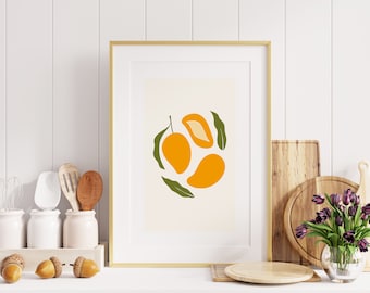 Mango Print - Kitchen Wall Art - Mango Poster - Mango Wall Art - Mango Print - Food Posters - Fruit Illustration - Kitchen - Minimalist