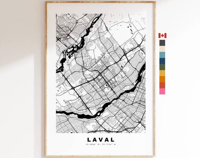 Laval Map Print (Canada) - City Map Poster - Map Art - Map Wall Art - Canada City Maps - Laval Print - Laval Poster - Minimalist City Map