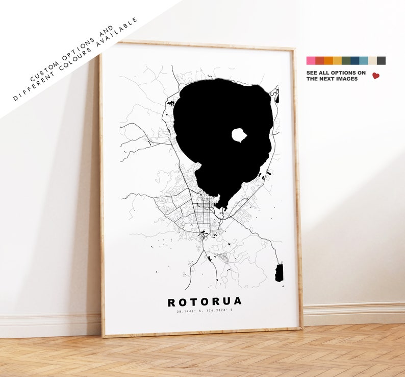 Printable Rotorua Maps Rotorua Map Print - City Map Poster - Map Wall Art - New Zealand City ...