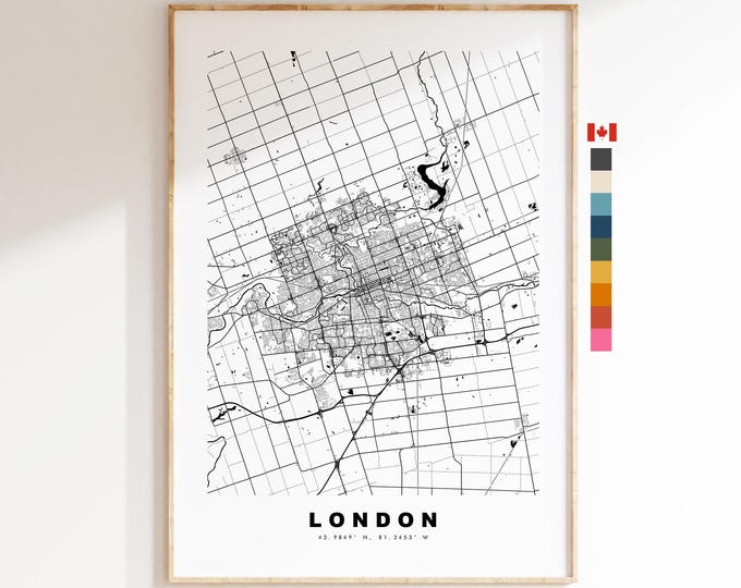 London Map Print (Canada) - City Map Poster - Map Art - Map Wall Art - Canada City Maps - London Print - London Poster - Minimalist City Map
