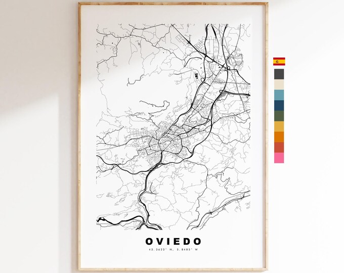 Oviedo Map Print - City Map Poster - Map Art - Map Wall Art - Spain City Maps - Oviedo Print - Oviedo Poster - Minimalist City Map