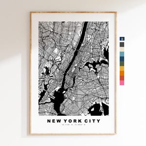 New York Carte de la ville Imprimer - impression de carte - art de la carte - estampes ou impressions encadrées - minimaliste - États-Unis