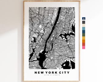New York City Map Print - City Map Poster - Map Art - USA City Maps - New York City Print - NYC Poster - Minimalist City Map - New York
