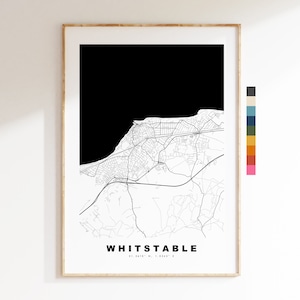 Impresión de mapa de Whitstable - Póster de mapa de ciudad minimalista - Arte de mapas - Reino Unido - Impresión de Whitstable - Póster de Whitstable - Diferentes colores disponibles