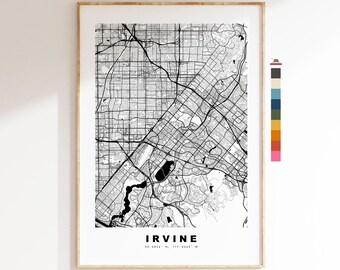 Irvine Map Print - City Map Poster - Map Art - USA City Maps - Irvine Print - Irvine Poster - Minimalist City Map - California
