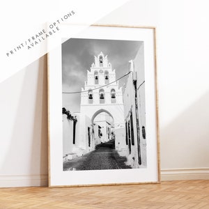 Santorini zwart-wit fotografie print - Griekenland - print - poster - Santorini fotografie - kunst aan de muur Griekenland - zwart-wit - Grieks