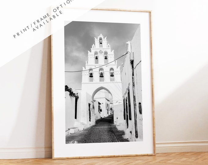 Santorini Black and White Photography Print - Greece - Print - Poster - Santorini Photography - Greece Wall Art - Monochrome - Greek