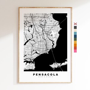 Pensacola Stadsplattegrond Print - kaartprint - kaartkunst - prints of ingelijste prints - minimalistisch - Verenigde Staten