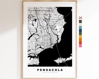 Pensacola Map Print - City Map Poster - Map Art - USA City Maps - Pensacola Print - Pensacola Poster - Minimalist City Map - Florida