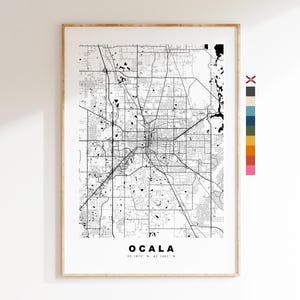 Ocala Stadsplattegrond Print - kaartprint - kaartkunst - prints of ingelijste prints - minimalistisch - Verenigde Staten