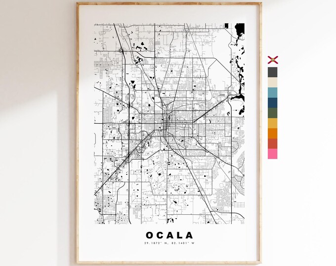 Ocala Map Print - City Map Poster - Map Art - USA City Maps - Ocala Print - Ocala Poster - Minimalist City Map - Florida