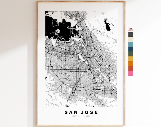 San Jose Map Print - City Map Poster - Map Art - USA City Maps - San Jose Print - San Jose Poster - Minimalist City Map - California