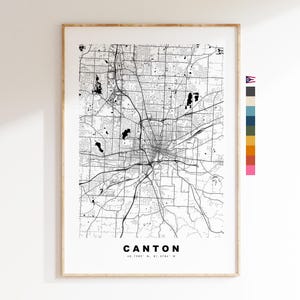 Canton Carte de la ville Imprimer - impression de carte - art de la carte - estampes ou impressions encadrées - minimaliste - États-Unis