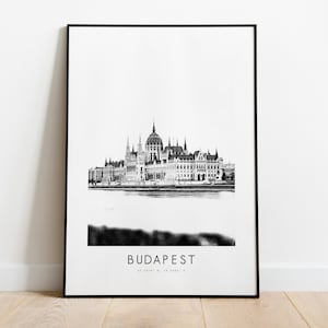 Budapest City Poster Print - Black and White Minimalist City Print - Coordinates - Budapest Poster - Budapest Art Print - Hungary - Gift
