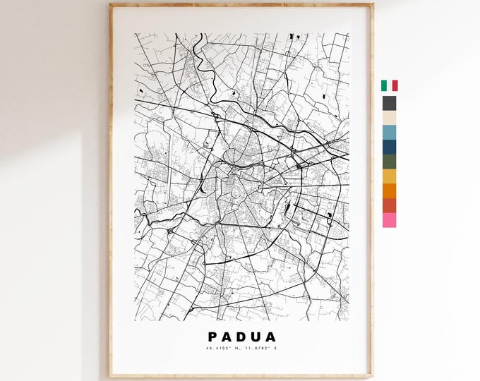 Padua Map Print - City Map Poster - Map Art - Map Wall Art - Italy City Maps - Padua Print - Padua Poster - Minimalist City Map