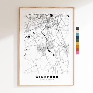 Impresión del mapa de Winsford - Póster minimalista de mapa urbano - Arte cartográfico - Reino Unido - Impresión de Winsford - Winsford, Cheshire - Disponible en varios colores