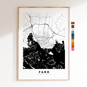 Faro Carte de la ville Imprimer - impression de carte - art de la carte - impressions ou impressions encadrées - minimaliste - Portugal