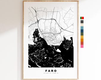Faro Map Print - City Map Poster - Map Art - Map Wall Art - Portugal City Maps - Faro Print - Faro Poster - Minimalist City Map