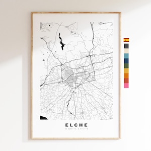 Elx Mapa da cidade - impressão de mapa - arte de mapa - impressões ou impressões emolduradas
