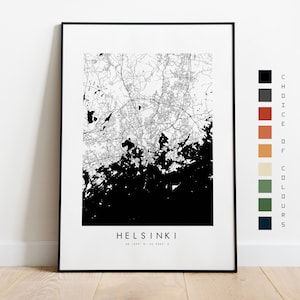 Mapa Helsinek Wydruk - Mapa Miasta Plakat - Mapa Sztuka - Mapa Ścienna Sztuka - Finlandia Mapa Miasta - Helsinki Wydruk - Helsinki Plakat - Sztuka Ścienna - Europa