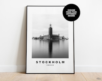 Stockholm City Poster Print - Black and White Minimalist City Print - Coordinates - Stockholm Poster - Stockholm Art Print - Sweden - Gift