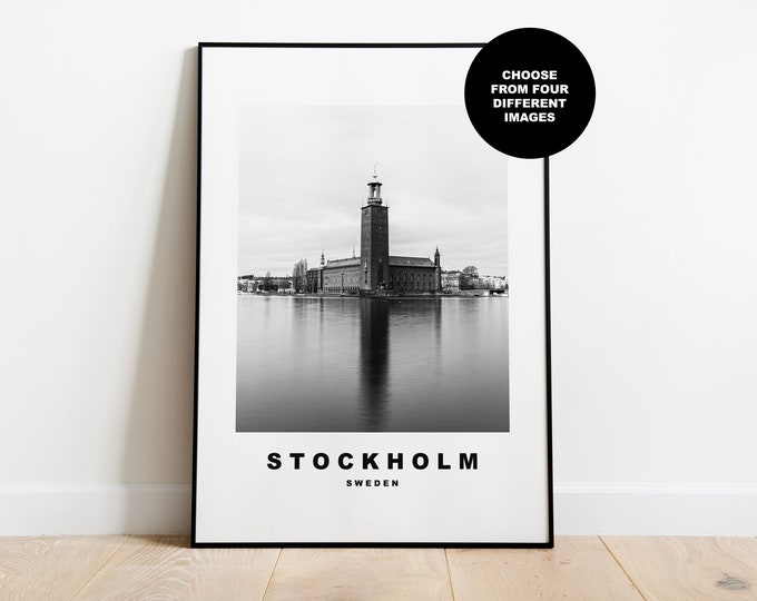 Stockholm City Poster Print - Black and White Minimalist City Print - Coordinates - Stockholm Poster - Stockholm Art Print - Sweden - Gift