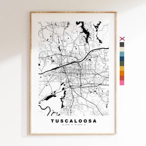 Tuscaloosa Impressão de mapa da cidade - impressão de mapa - arte de mapa - impressões ou impressões emolduradas - Estados Unidos