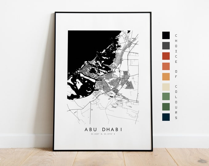 Abu Dhabi Map Print - City Map Poster - Map Art - Map Wall Art - UAE City Map - Abu Dhabi Print - Abu Dhabi Poster - Wall Art - Map - Asia