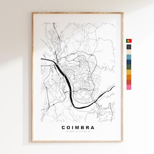 Coïmbra Stadsplattegrond Print - kaartprint - kaartkunst - prints of ingelijste prints - minimalistisch - Portugal